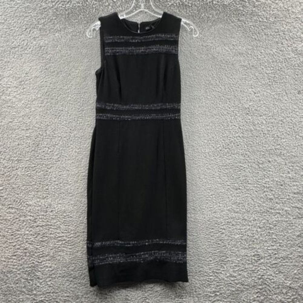White House Black Market Dress Women's 2 Black Sleeveless Panel Pencil Dress